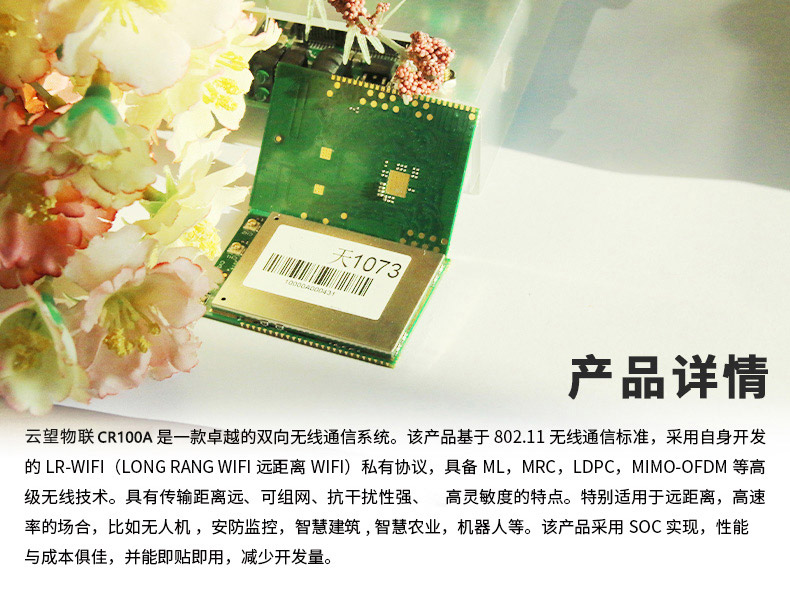 云望物聯遠距離wifi傳輸LR-WiFi模塊，CR100A 8公里無線傳輸模塊收發(fā)模組